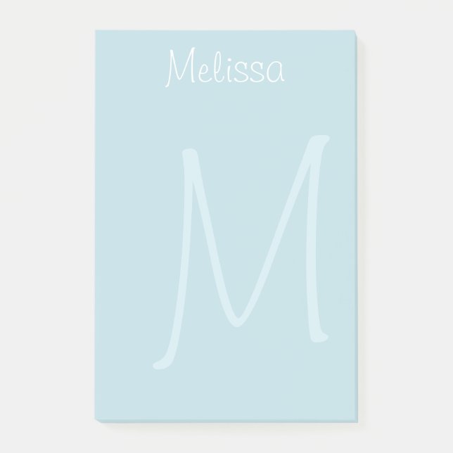 Teal Monogram Watermark Post-it Notes (Front)