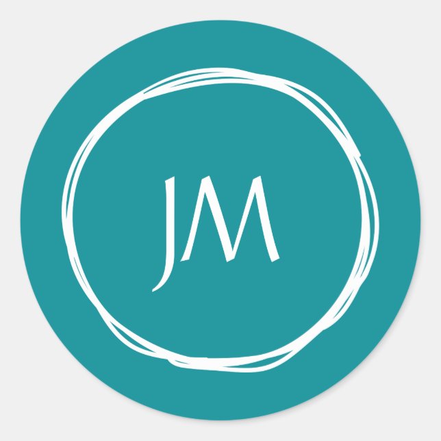Teal Monogram Wedding Stickers (Front)