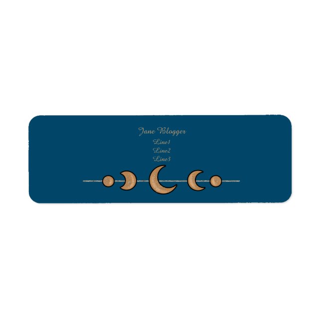 Teal Moon Address Labels | Custom Celestial Labels (Front)