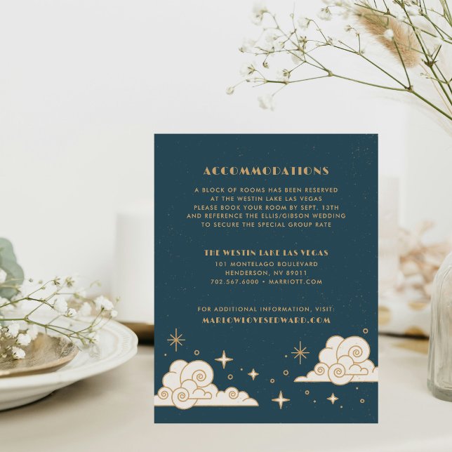 Teal Moon & Stars Celestial Wedding Enclosure Card (Creator Uploaded)