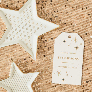 Teal Moon & Stars Celestial Wedding Favour Gift Tags