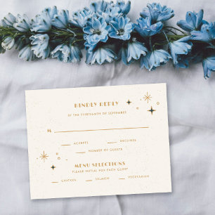 Teal Moon & Stars Celestial Wedding RSVP Card