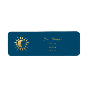 Teal Moon Sun Address Labels   Celestial Custom 
