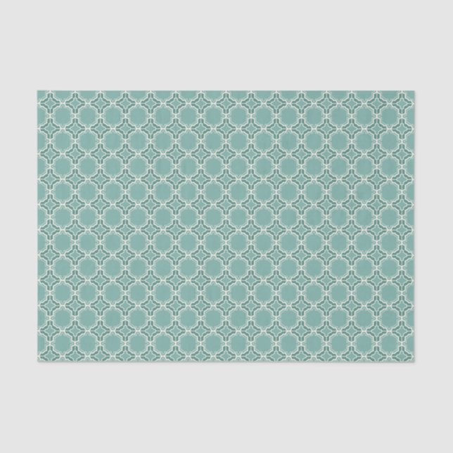 Teal Moroccan Lattice Pattern Tissue Paper (Front)