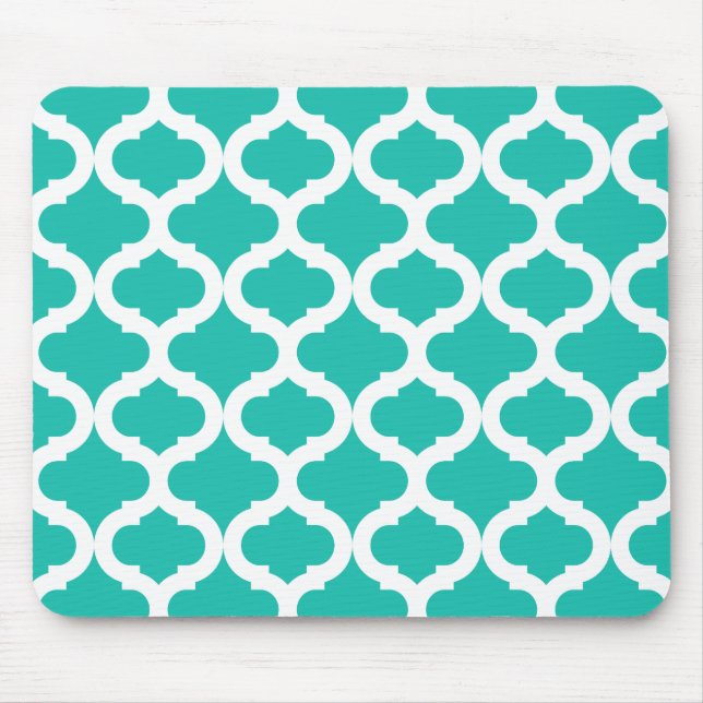 Teal Moroccan Pattern Mouse Pad (Front)