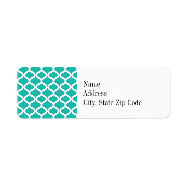 Teal Moroccan Pattern Return Address Label (Front)
