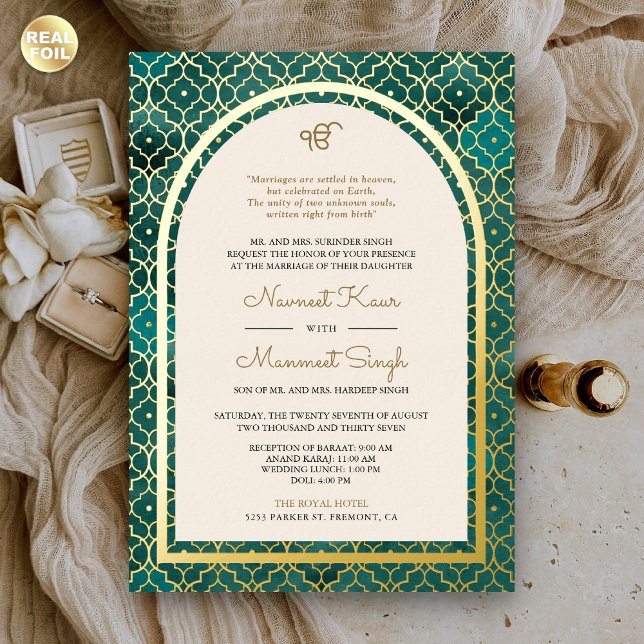 Teal Moroccan Pattern Sikh Arch Wedding Gold (Creator Uploaded)
