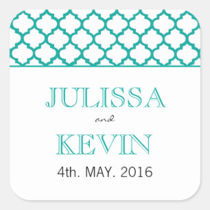 Teal Moroccan Pattern Wedding Sticker
