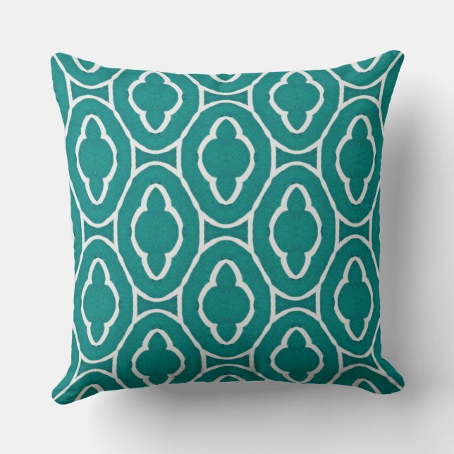  Teal Moroccan Trellis Pattern Cushion (Back)
