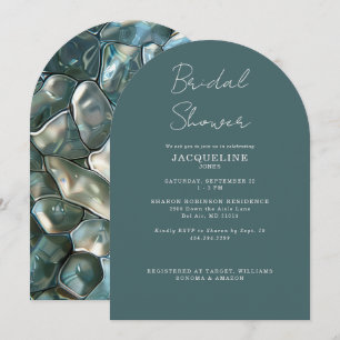 Teal Mosaic Bridal Shower Arched  Invitation