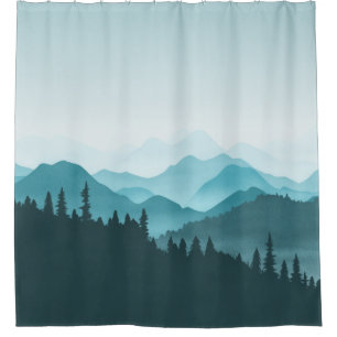 Teal Mountains Shower Curtain