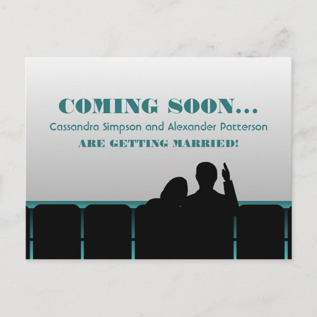 Teal Movie Theatre Save the Date Postcard (Front)