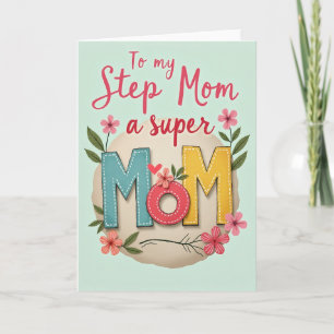 Teal Mum Embroidery Style Card