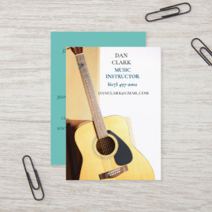 Teal Music Teacher/Musician/ Acoustic Guitar Business Card