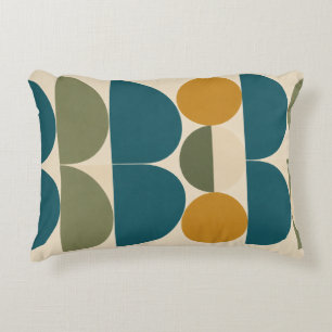 Teal & Mustard Retro Geometry Decorative Cushion