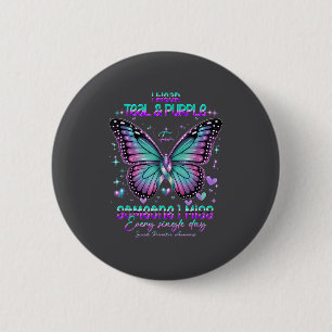 Teal N Purple Butterfly Suicide Prevention Awarene 6 Cm Round Badge