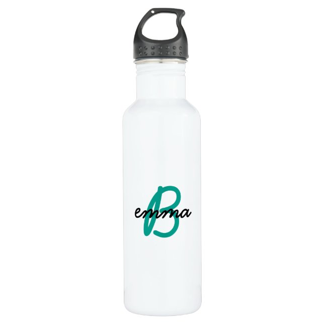 Teal Name | Modern Cyan Trendy Initial Green 710 Ml Water Bottle (Front)