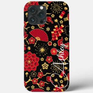 Teal Name Modern Floral Shadow  iPhone 13 Pro Max Case