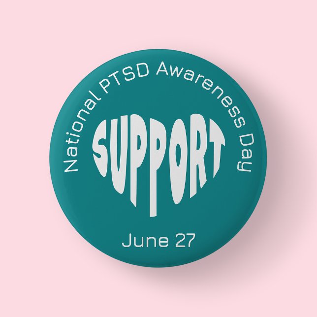 Teal National PTSD Awareness Day Button (National PTSD Day)