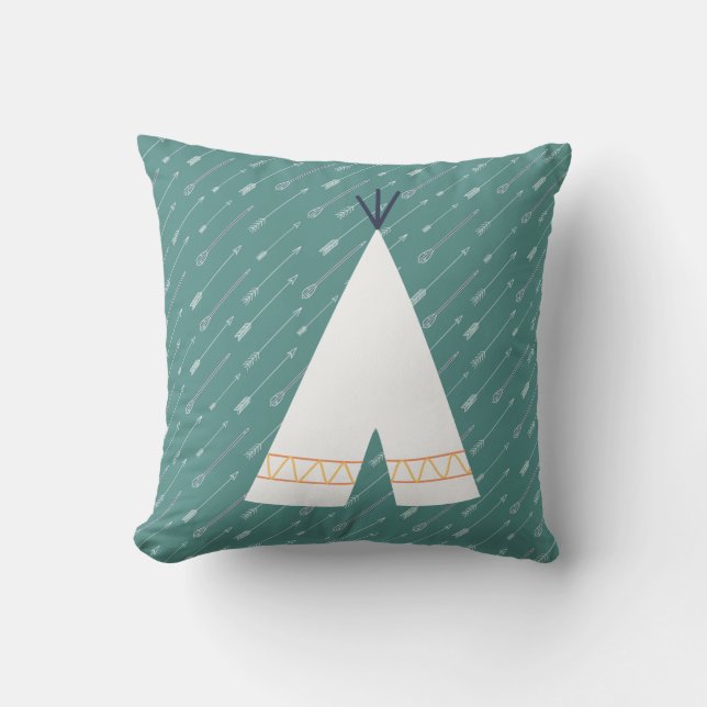 Teal Native American Pillow Tee Pee (Front)