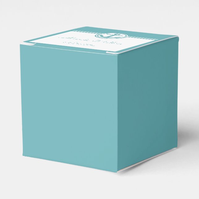 Teal Nautical Anchor Favour Box (Front Side)