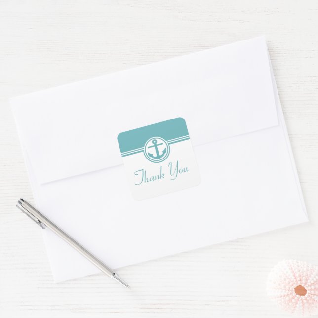Teal Nautical Anchor Thank You Stickers (Envelope)
