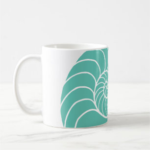 Teal Nautilus Sea Shell Coffee Mug