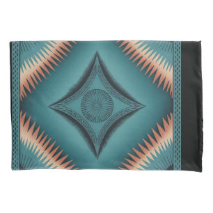 Teal Navajo Peach Sunburst Pillowcase