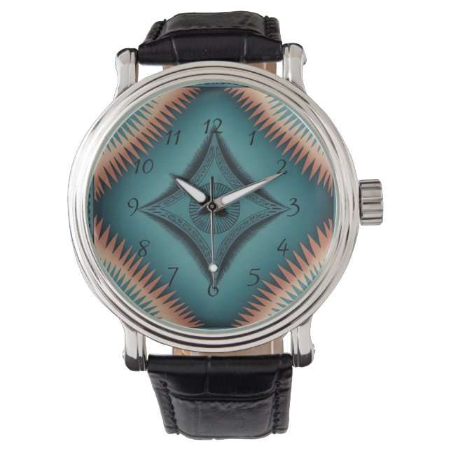 Teal Navajo Peach Sunburst Watch (Front)