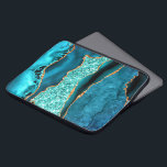 Teal Navy Blue Gold Glitter Marble Laptop Sleeve<br><div class="desc">Laptop Sleeves with Agate Teal and Navy Blue Gold Glitter Marble Aqua Turquoise Geode Customisable Gift - or Add Your Name / Text - Make Your Special Laptop Sleeve Gift ! Resize and move or remove / add text / elements with Customisation tool ! Design by MIGNED ! Please see...</div>