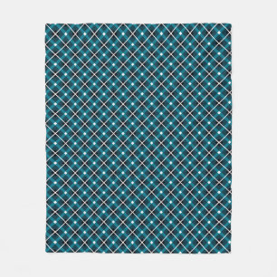 Teal & Navy Geometric Grid Pattern Fleece Blanket
