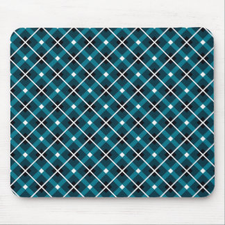 Teal & Navy Geometric Grid Pattern Mouse Pad