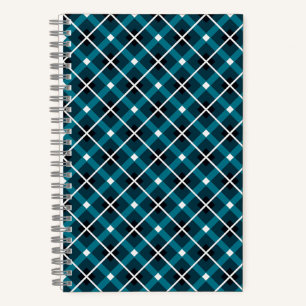 Teal & Navy Geometric Grid Pattern Notebook