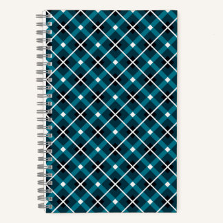 Teal & Navy Geometric Grid Pattern Notebook