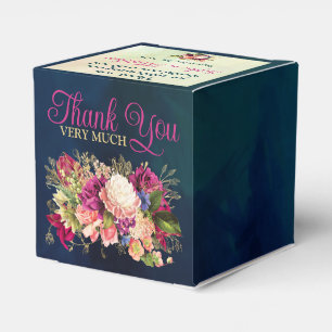 Teal, Navy, Green, Gold Bold Florals Wedding Favour Box