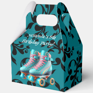 Teal Neon Rollerskate Birthday Party Favour Box