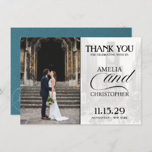 Teal New York City Passport Thank You Card