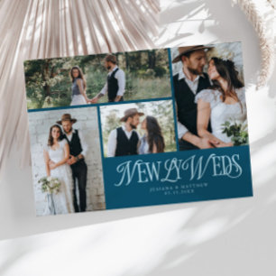 Teal Newlyweds Multi Photo Wedding Announcement