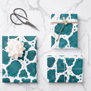 Teal Ocean Agate   Modern Abstract Stone Gift Wrap
