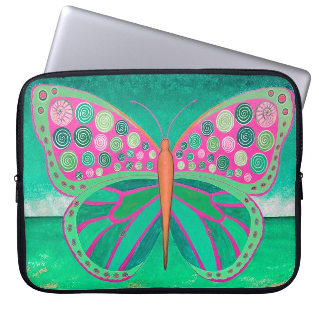 Teal Ocean Butterfly Laptop Sleeve (Front)