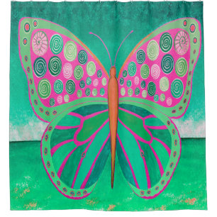 Teal Ocean Butterfly Shower Curtain