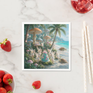 Teal Ocean Fairy Birthday Napkin