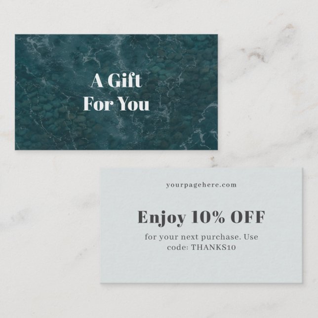 Teal ocean, modern discount card (Front/Back)