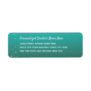Teal Ocean Pattern Personalised Return Address Label