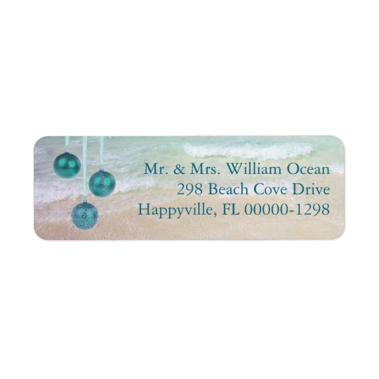 Teal Ocean Tropical Christmas Return Address Return Address Label