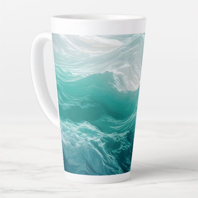Teal Ocean Waves Abstract Dream  Latte Mug (Left Angle)