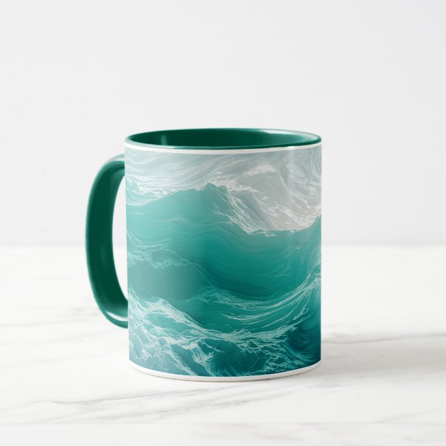 Teal Ocean Waves Abstract Dream  Mug (Front Left)