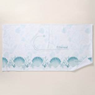 Teal Oceanic Pearls Personalised Beach Towel