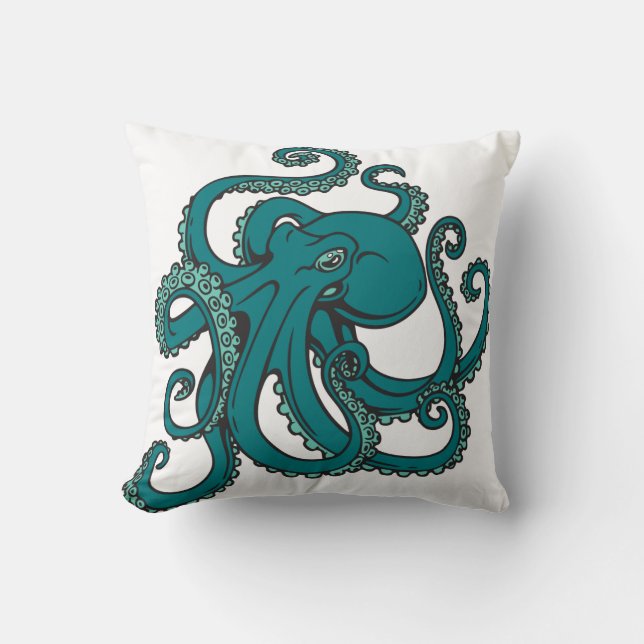 Teal Octopus Cushion (Front)