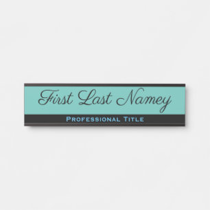 Teal Office Door Sign Elegant Name Plate